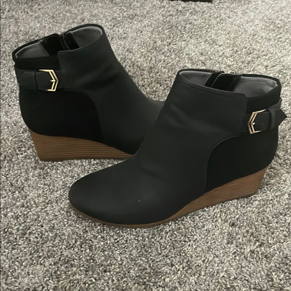 Black Wedge Ankle Boots